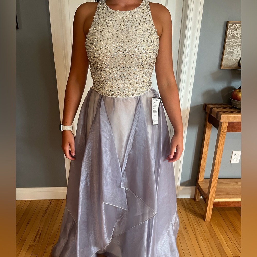 Prom Dress. Beaded white and silver two piece